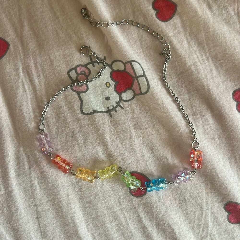 Choker Length Silver Gummy Bear Necklace